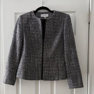 Calvin Klein Women's Black and White Tweed Blazer